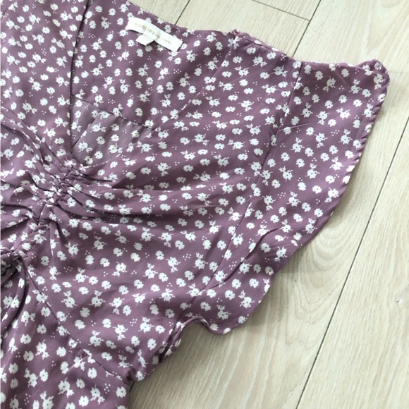 Monteau Los Angeles Mauve Floral V Neck Chiffon Dress Size S - Picture 9 of 14